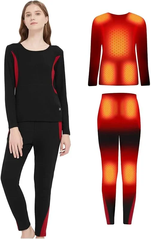Intimo Riscaldato Uomo e Donna – Set Termica Elastico con Riscaldamento Migliorato E Batteria 7, 4 V 10000 mAh, 3 Livelli di Riscaldamento per Comfort Domestico — Abbigliamento riscaldato