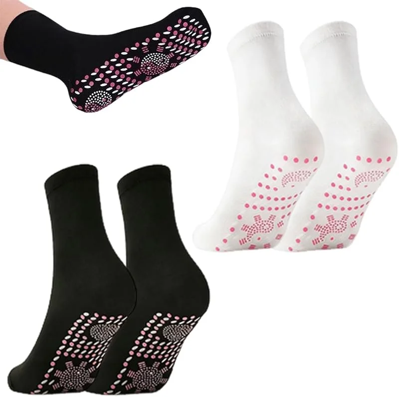 LEPZUR2 Paia di Calzini Auto-Riscaldanti, Calzini Riscaldanti per Piedi, Unisex, Adatto per Combattere il Freddo Domestico e Varie Attività all'Aperto (1 Paio di Ciascuno in Nero, 1 Paio in Bianco) — Abbigliamento riscaldato