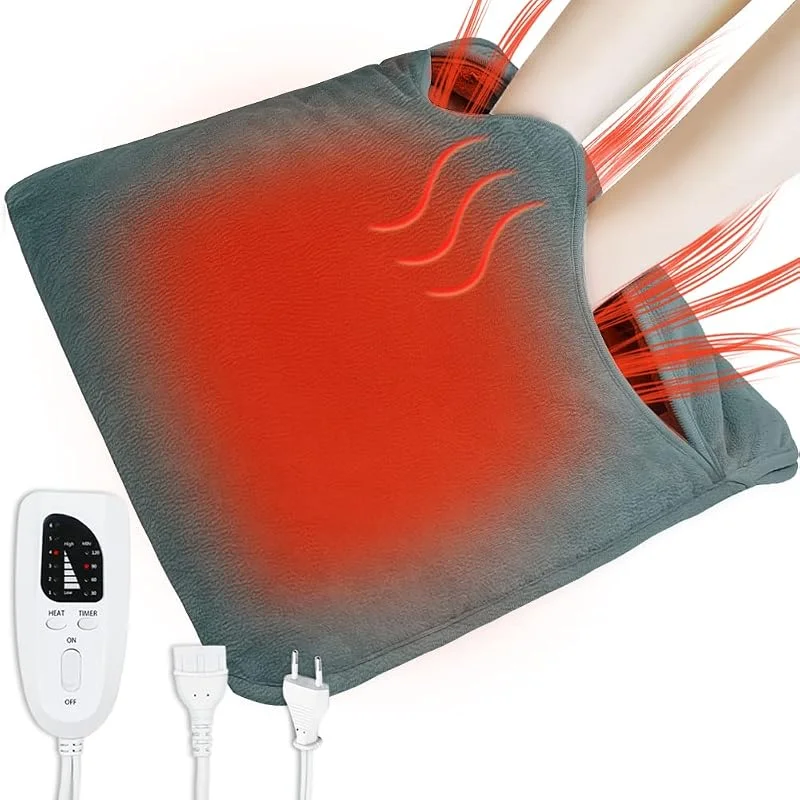 Cuplu 40X40 Scaldapiedi Elettrico Piedi, 6 Livelli di Calore 4 Timer, Spegnimento Automatico, Protezione da Surriscaldamento, Riscaldamento Elettrico dei Piedi Lavabile per Donne Uomini（Grigio Scuro）