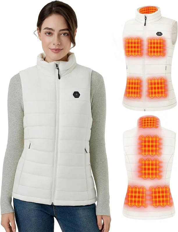 Gilet Riscaldato Donna con Batteria Inclusa da 7.4V e 16000mAh, 9 Zone di Riscaldamento, 3 Livelli di Temperatura Regolabili Semplicità Classica Gilet, Ideale per Attività all'Aperto Viaggi Sport — Abbigliamento riscaldato