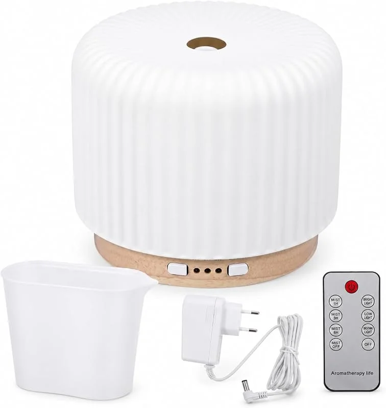 Cabilock 1 set di diffusore di oli essenziali, 220 ml, diffusore per aromaterapia con umidificatore e luce notturna, capacità 220 ml, per camera da letto, ufficio, yoga, spa, regalo, spina UE