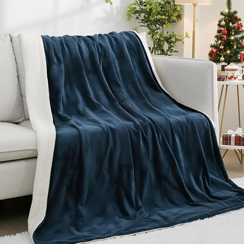 CURECURE Coperta Elettrica Riscaldante 180x130 cm, Termocoperta con 4 Livelli di Calore, Spegnimento Automatico 10H, Coperta Grande in Flanella Morbida per Letto e Divano, Blu — Riscaldamento