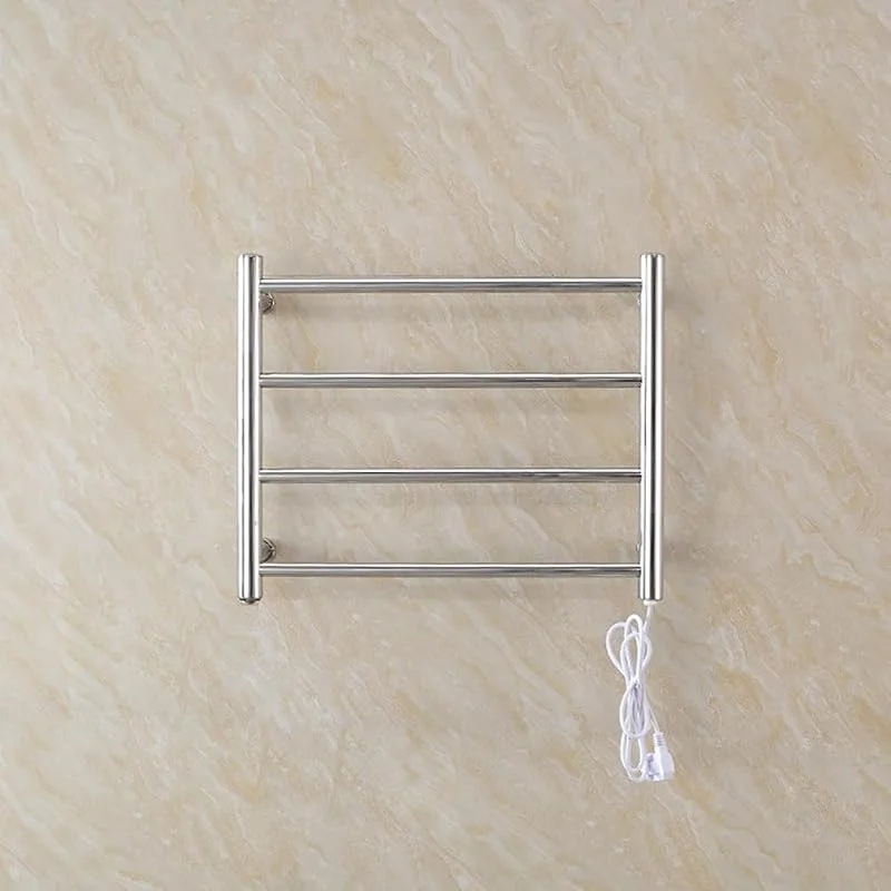 Generico Scaldasalviette Elettrico da Parete a 4 Barre, scaldasalviette Elettrico in Oro Spazzolato, termostato da 48 W, scaldasalviette in Acciaio Inox 304 per Un Bagno Elegante (Plug-in, Nero) — Riscaldamento