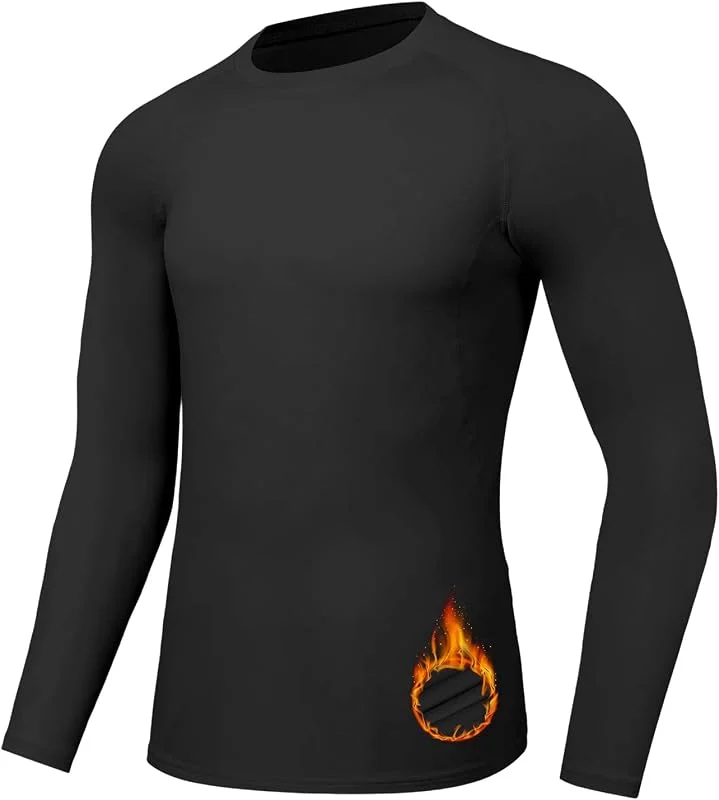 Maglia Termiche da Uomo Intimo Termico Uomo Asciugatura Rapida Intimo Termico Funzionale - Elasticità Invernale Termica a Maniche Lunghe - Manica Lunga Termica a Compressione Sci Ciclismo — Abbigliamento riscaldato