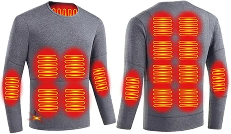 Maglia Intima riscaldata elettricamente Tramite USB for Uomo, 16 Zone di Riscaldamento, Maglia Termica for Sci, Motociclismo e attività all'aperto(Gris, XXL) — Abbigliamento riscaldato