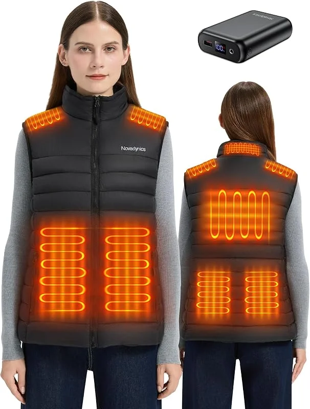 Gilet Riscaldato Donna, Gilet Riscaldabile con Batteria 16000mAh, Giubbotto Termico Riscaldato con 8 Zone di Riscaldamento, Giacca Riscaldata per Trekking Moto Lavoro — Abbigliamento riscaldato