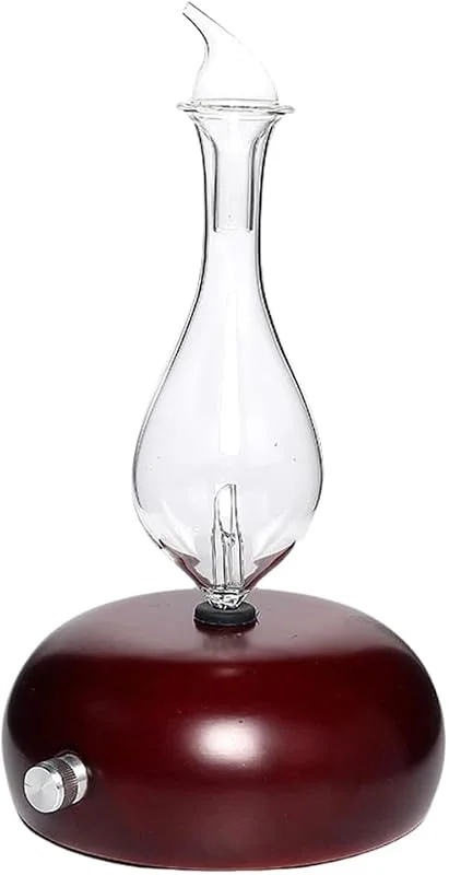 25ML Diffusore di Automatico in Vetro e Legno Massiccio, Silenzioso Umidificatore Ad Atomizzazione di Essenziali per Aria per Camera da Letto Ufficio Mogano — Casa e cucina