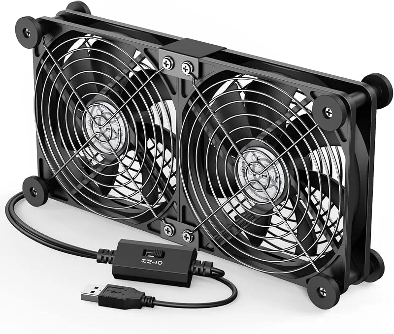 ELUTENG USB Ventole PC 2 in 1 120mm 3 Velocità Regolabili Mini Ventilatore Doppia Fila Ventola 5V Con 8 Piedini Ammortizzanti 120mm Ventola per PS5 PC TV Box Router Xbox PS4 — Umidificatore