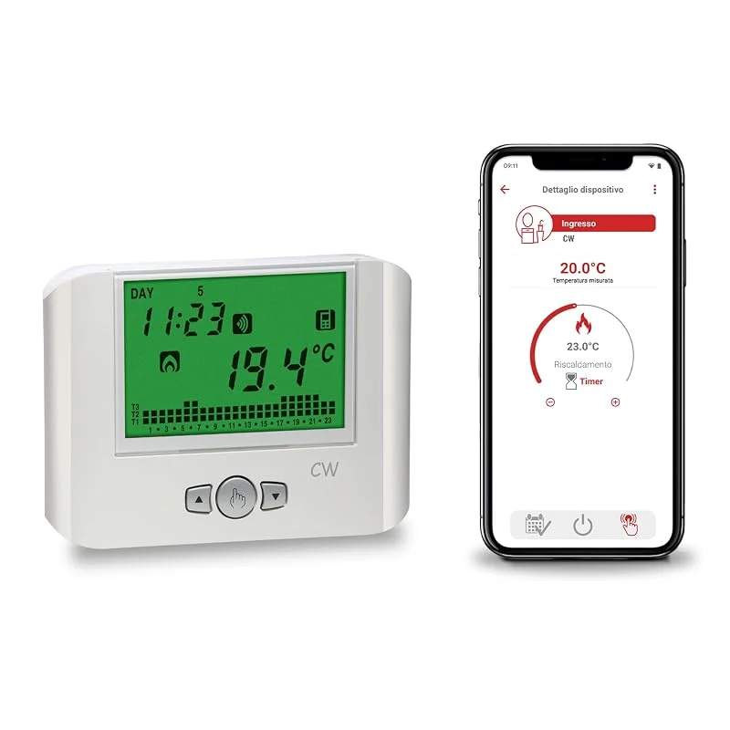 VEMER - Termostato Wifi da Parete CW VE787100 Cronotermostato Programmabile Settimanale Controllo Remoto App Compatibile Alexa Google Home 230V Bianco — Riscaldamento