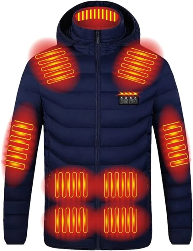 Giacca Riscaldata Uomo Donna, Giubbotto Riscaldato Invernale 19 zone di riscaldamento, 3 Temperatura Regolabile Lavabile Cappotto Piumino riscaldante Elettrico — Abbigliamento riscaldato