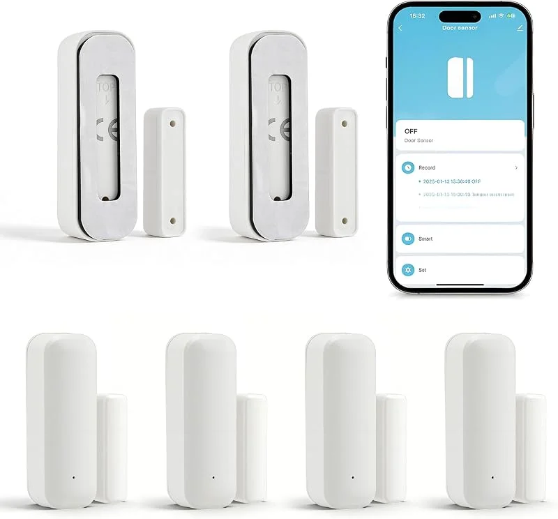 Set da 4 Sensori di Contatto per Porte e Finestre Wi-Fi per Smart Home e Sistemi di Sicurezza Wireless, Compatibili con Termostati Intelligenti per Radiatori, Alexa e Google Home — Riscaldamento