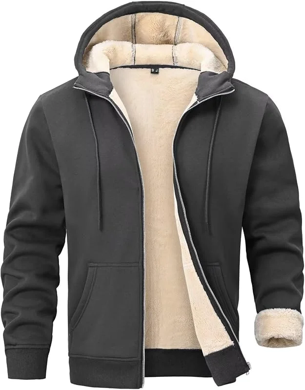 Felpa Uomo con Zip Giacca Invernale Sherpa — Abbigliamento riscaldato