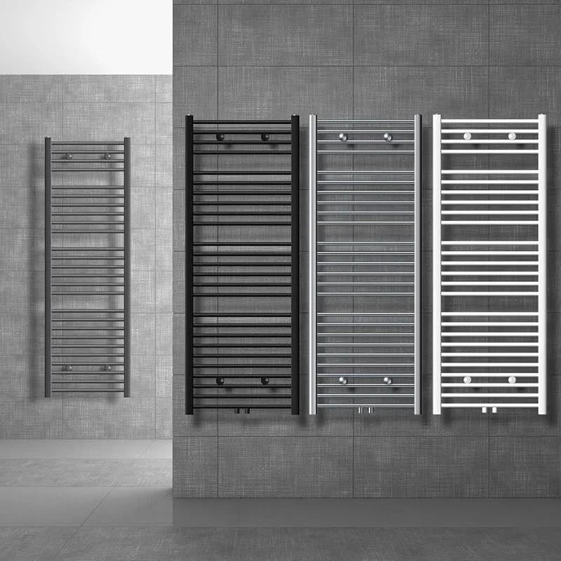 ECD Germany Radiatore Scaldasalviette Radiatore da Bagno Bianco Curvo con Attacco Centrale 500 x 1200 mm Radiatore Termoarredo con Termostato Set di Collegamento Universale Radiatore Portasciugamani — Riscaldamento