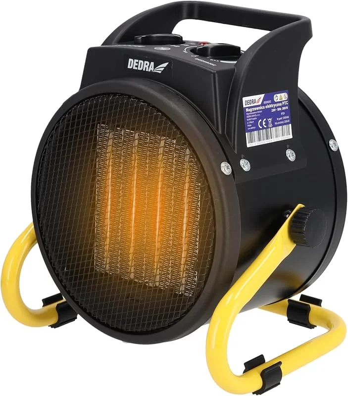 Stufa Elettrica PTC 2KW 230V 1000, 2000W 100m³, h Termostato Ceramica Termostato 3 Modalità di Funzionamento Uscita Aria Regolabile Alloggiamento Metallo Fino a 20mq DEDRA DED9930C — Riscaldamento