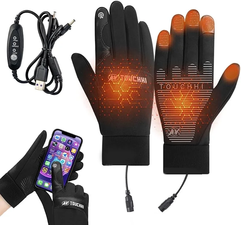 Guanti Riscaldati USB, Guanti Riscaldabili per Touchscreen, 3 Livelli di Guantis Invernali Riscaldati per Donna e Uomo, Impermeabile Antivento, per Inverno All'aperto per Campeggio Ciclismo — Abbigliamento riscaldato