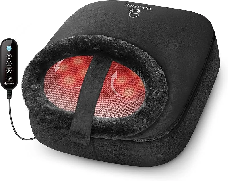 COMFIER Massaggiatore per piedi con calore, scaldapiedi elettrico, massaggiatore plantare Shiatsu per fascite plantare, neuropatia, massaggio 2 in 1 per schiena e piedi, regalo per mamma, papà. — Riscaldamento