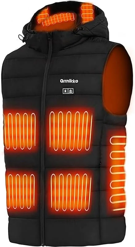 Gilet riscaldato da uomo con batteria da 16000 mAh, ricarica rapida, leggero, ricaricabile, con cappuccio riscaldante — Abbigliamento riscaldato