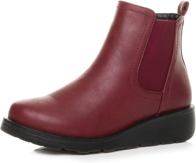 Donna Tacco a Zeppa Bassa Cerniera Lampo Elastico Comfort Stivali Chelsea Stivaletti Taglia — Abbigliamento riscaldato