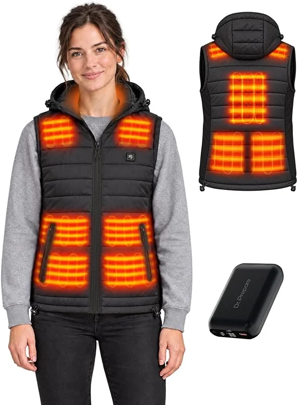 DR.PREPARE Gilet riscaldato leggero con Power Bank da 16000 mAh, S — Abbigliamento riscaldato