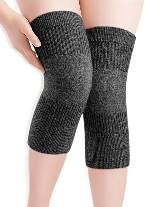 Ginocchiera in maglia cashmere per terapia del ginocchio freddo, artrite, calore termico, ginocchiere per anziani, scaldamuscoli elastici, ginocchiere per uomo e donna — Abbigliamento riscaldato