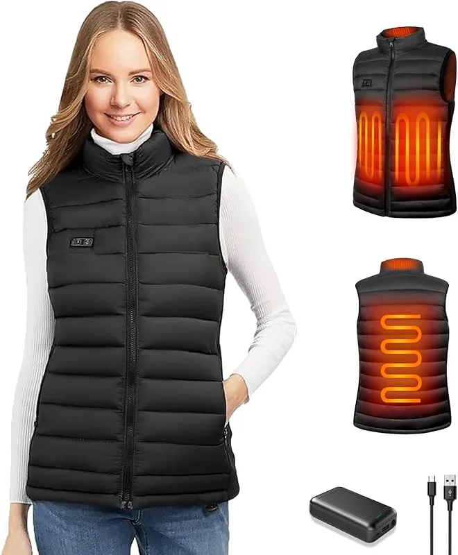 seenlast Gilet Riscaldato Donna, Giubbotto Riscaldato Donna con Batteria da 10000 mAh, Elettrico Gilet Riscaldante Leggero con 4 Zone di Riscaldamento, 3 Temperatura Regolabile, Lavabile in Lavatrice — Abbigliamento riscaldato