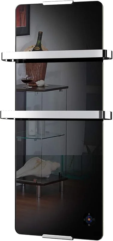 CHEMIN'ARTE Scaldasalviette riscaldato electtrico 900W - Radiatore verticale - 100 x 6 x 46 cm - IP24 - nero - Design moderno, kit di installazione - termostato elettronico — Riscaldamento
