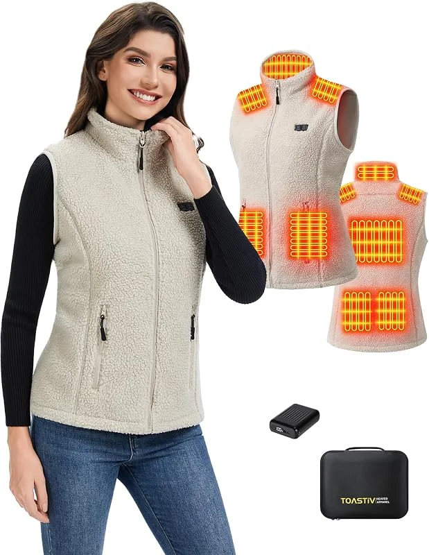 Gilet Riscaldato Donna con Batteria 18400mAh, 8 Zone Riscaldanti, Gilet Termico Donna in Pile, Lavabile, Riscaldabile per Inverno Esterno — Abbigliamento riscaldato