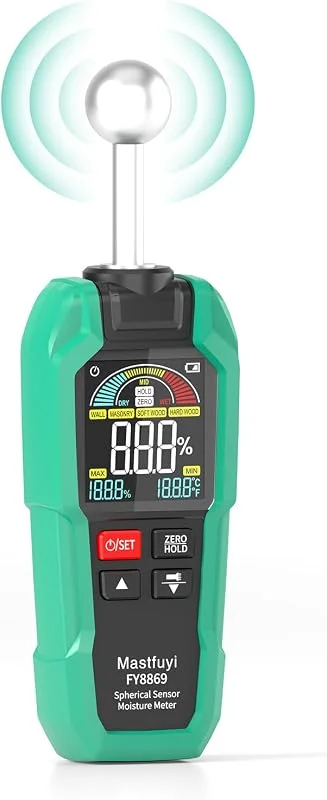 Misuratore di Umidità Non Distruttivo, Misuratore di umidità senza contatto per su Legno, Pareti, Cantiere, Allarmi, Rivelatore Umidità 20-40 mm — Umidificatore