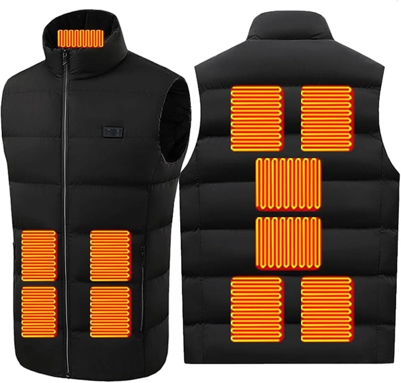 Gilet riscaldato Intelligente, Gilet riscaldato Elettrico, aggiornato a 11 Zone, Giacca riscaldata Leggera for Campeggio all'aperto (Batteria Non Inclusa)(Noir, 2XL(67.5-75kg)) — Abbigliamento riscaldato