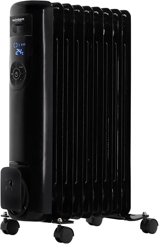Radiatore Elettrico ad Olio 9 Elementi da 1500 Watt con Timer Programmabile per Accensione e Spegnimento - Display Digitale a Led e Telecomando, 60cm — Riscaldamento