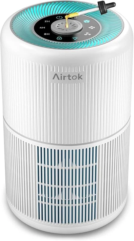 AIRTOK Purificatore d'aria per chi soffre di allergie, con modalità sonno, timer, filtro dell'aria HEPA contro muffa, polvere, polline, odori, 99, 97% di distanza fino a 0, 1 micrometri — Umidificatore