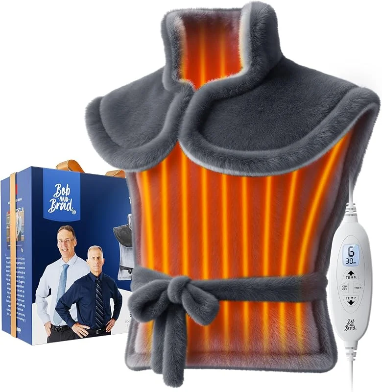 BOB AND BRAD Termoforo Elettrico per Schiena, Spalle e Collo, 60x85 cm - 6 Livelli di Calore, 4 Timer, Riscaldamento Rapido in 30s - Con Cintura Addominale, Lavabile - Regalo Uomo e Donna