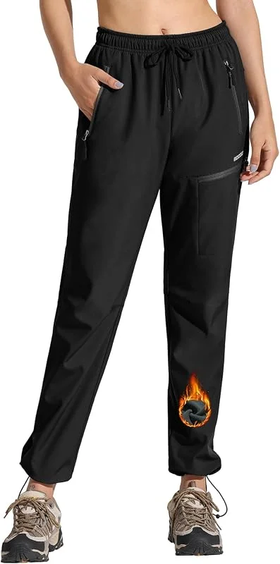 MOCOLY Pantaloni Trekking Donna Pantaloni Sci Invernali Impermeabili Felpati Termici Softshell Pantaloni Tuta Larghi Pantaloni Sportivi da Cargo per Montagna e Sport Outdoor Lavoro — Abbigliamento riscaldato