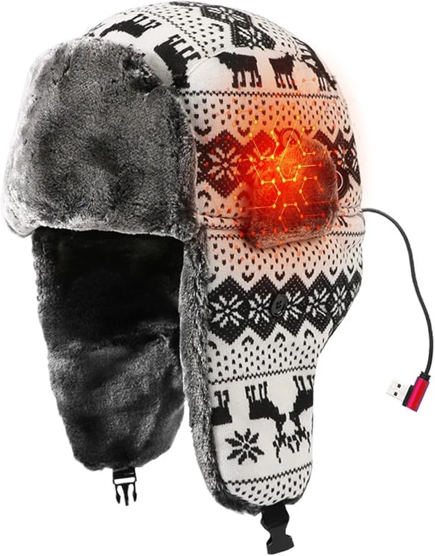 Ushanka - Cappello riscaldato con USB, caldo peluche, tre impostazioni, per lui, lei, uomini, donne, adulti, ciclismo, passeggiate, pendolari, pesca — Abbigliamento riscaldato