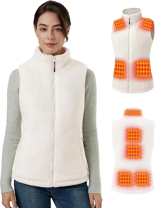 Gilet Riscaldato Donna Con Batteria Da 7, 4 V, 16000 mAh, 9 Zone Di Riscaldamento, Gilet In Pile Riscaldato Con 3 Temperature Regolabili, Per Ciclismo, Lavoro All'Aperto — Abbigliamento riscaldato