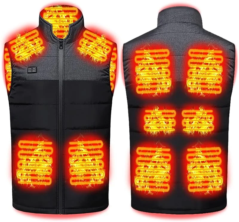 Men's Polar Fleece Heated Vest, Electric USB Heating Charge Jacket, Lightweight Body Warmer Gilet, for Hunting, Hiking — Abbigliamento riscaldato