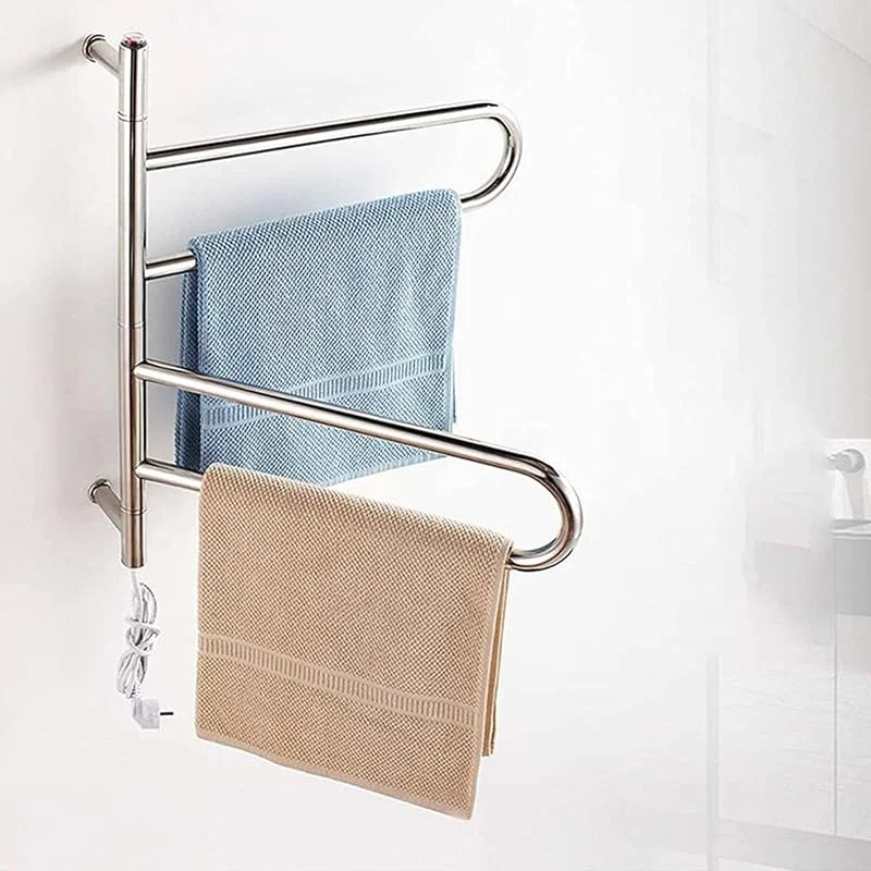 Generico Scaldasalviette Elettrico da Parete, Girevole a 180°, 4 Barre, scaldasalviette in Acciaio Inox 304 per Bagno, Cromato Lucido, cablato — Riscaldamento