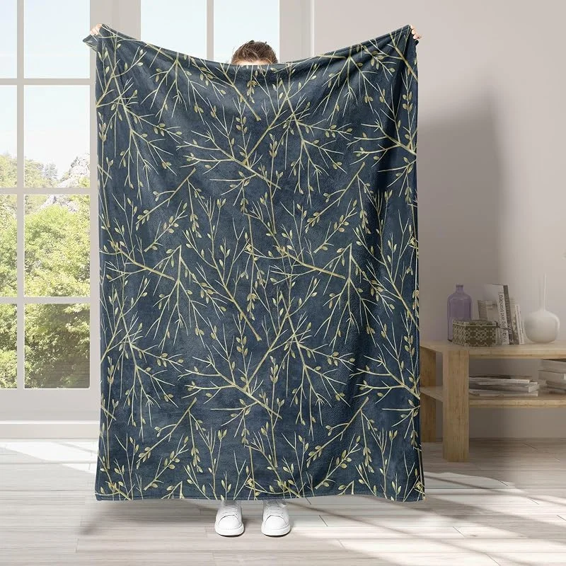 Rami Coperta di Flanella 220x240cm, Semplicità Blanket Morbido Caldo e Confortevole, Modello di Copert con Stampa 3D, Adatto a Tutte le Stagioni — Riscaldamento