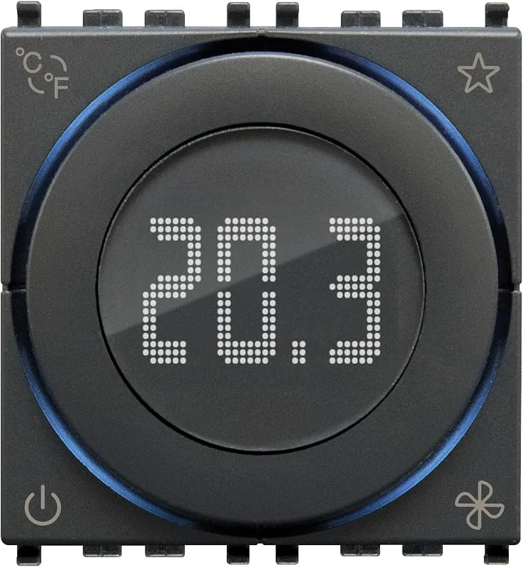 Vimar 02974 Termostato Smart a rotella da parete supp. Alexa e Google, Nero — Riscaldamento