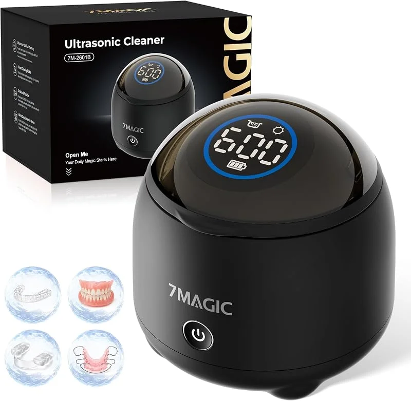 7MAGIC Pulitore ultrasuoni senza fili per bite, 48 kHz, Nero — Cura della pelle