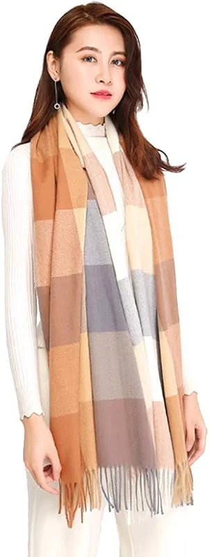Donna Morbida sciarpa in lana di cashmere Grande scalda Pashminas e avvolgente coperta con stola calda — Abbigliamento riscaldato